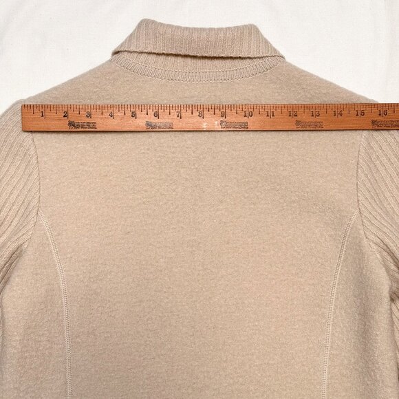 Lands End Cream Beige Boiled Wool Sweater Zip Front Jacket - Picture 13 of 14